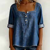 Marceline | Square Collar Denim Shirt