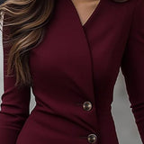 Eva | Burgundy Buttoned Midi Wrap Dress
