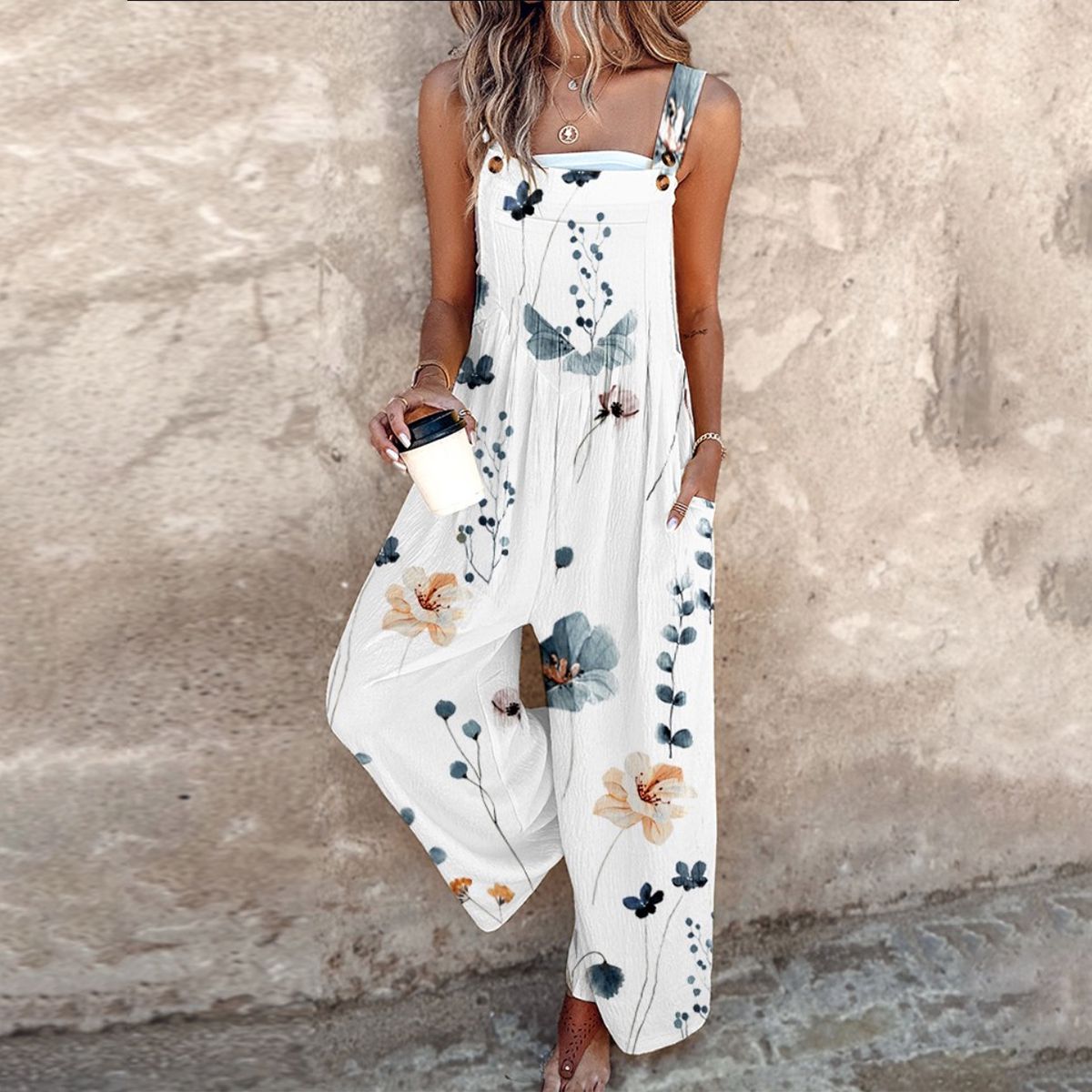 Amandine | Contrasting flower bohemian jumpsuit