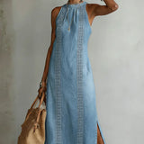 Soline | Retro Lace Denim Dress