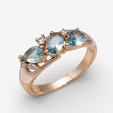Chic Vintage Gold Zirconia Ring in Blue