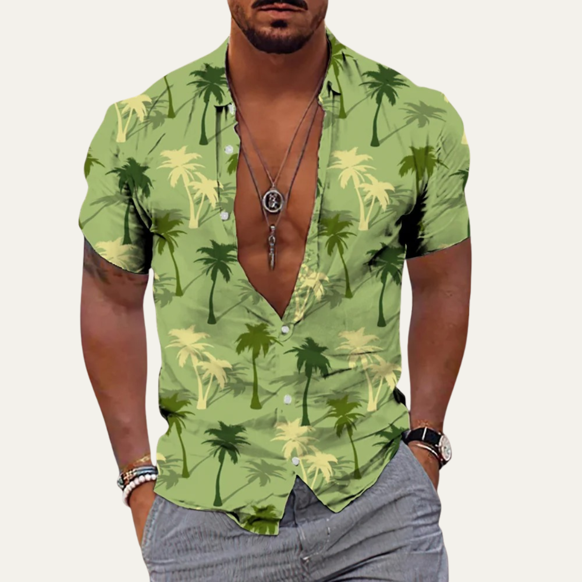 The Pinebrook Hill Men’s Tropical Coconut Print Hawaiian Beach Shirt