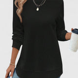 Céline | Chic Long Sleeve Top with Elegant Round Neck