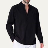 The Pinebrook Ridge Men’s Cotton Linen Mandarin Collar Shirt