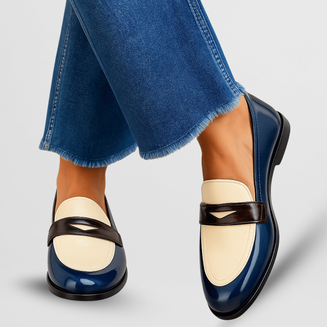 Etain two-tone patent loafers for women | Ellie Dublin