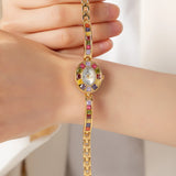 Klara® - Elegant Gold Watch Adorned with Vibrant Crystals