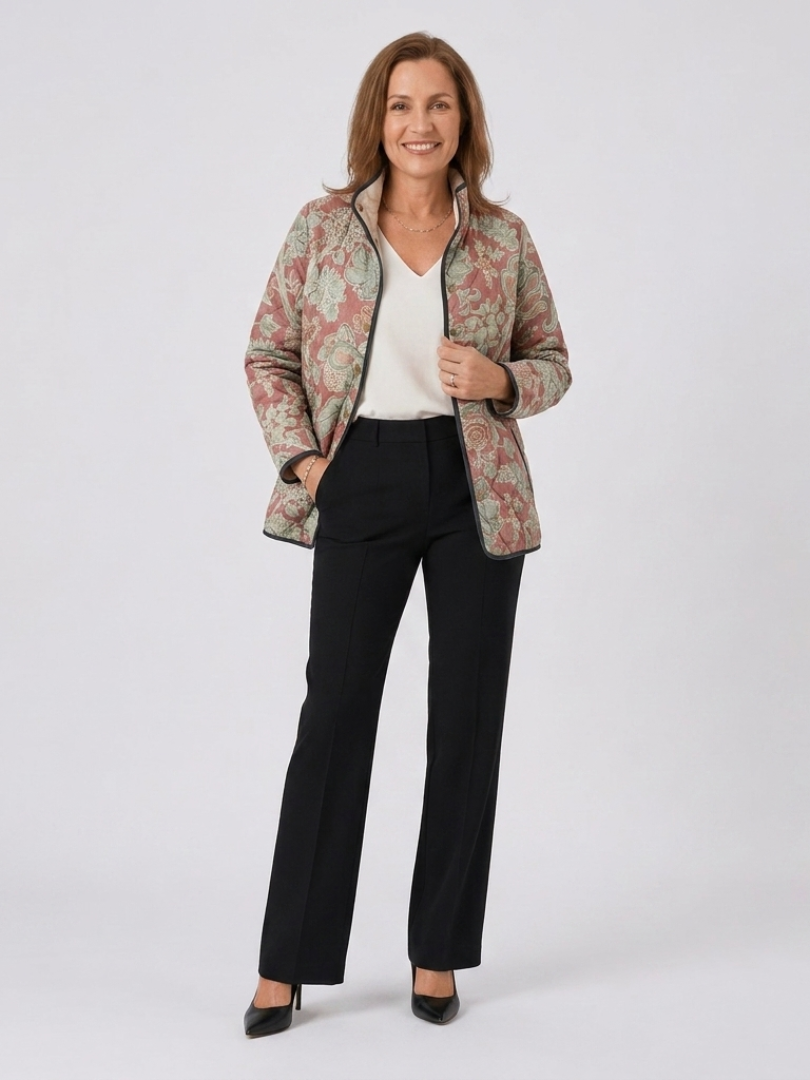 Carmel terracotta damask quilted jacket for women | Ellie Dublin