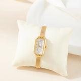 Elena® - Rectangular Dial Gold Watch
