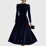 Julie | Navy Blue Midi Dress with Long Sleeves