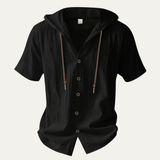 The Glenrock Men’s Cotton Linen Hooded Drawstring Casual Top