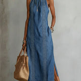 Soline | Retro Lace Denim Dress