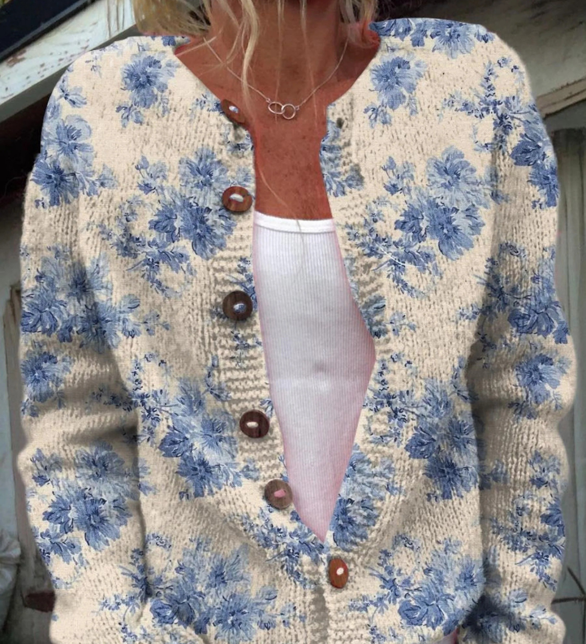 Floral art print buttoned cardigan for women | Ellie Dublin