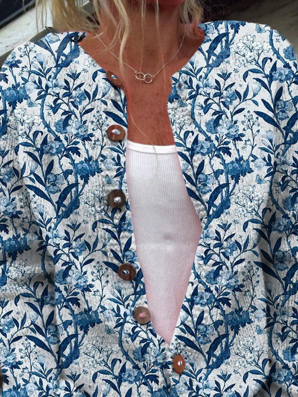 Floral print buttoned knit cardigan, alternative view | Ellie Dublin