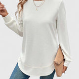 Céline | Chic Long Sleeve Top with Elegant Round Neck