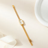 Elena® - Rectangular Dial Gold Watch