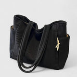 Léa | Elegant Ribbed Tote Bag with Cord Accents