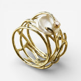Samira - Elegant Gold Ring with Pearl Accents