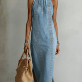 Soline | Retro Lace Denim Dress