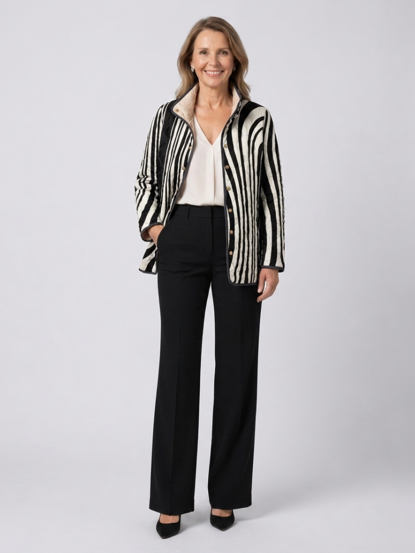 Concepta zebra graphic quilted jacket for women | Ellie Dublin