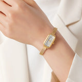 Elena® - Rectangular Dial Gold Watch