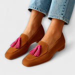 Aifric camel suede-effect loafers for women | Ellie Dublin