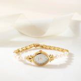 Ana® - Elegant Gold Watch Featuring a Pearl Bracelet