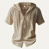 The Glenrock Men’s Cotton Linen Hooded Drawstring Casual Top