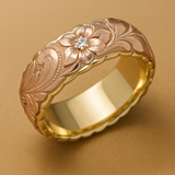 Vintage Pink Flower Gold Ring