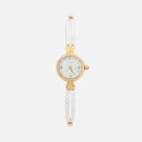 Lara® - Elegant Gold Watch with Double Pearl Bracelet