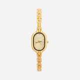 Helena® - Elegant Gold Watch Featuring an Oval Dial and Sleek Black Frame