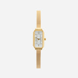 Elena® - Rectangular Dial Gold Watch