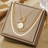 Layered Textured Corner Necklace by Savira