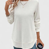 Céline | Chic Long Sleeve Top with Elegant Round Neck