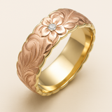 Vintage Pink Flower Gold Ring
