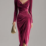 Sandra | Elegant Velvet Midi Dress