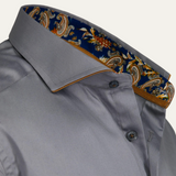 The Mayfair Men’s Tailored Cotton Satin Long Sleeve Dress Shirt - Grey