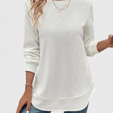 Céline | Chic Long Sleeve Top with Elegant Round Neck