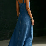 Lalie | Long Button-Up Denim Dress