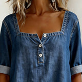 Marceline | Square Collar Denim Shirt