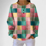 Deirdre patchwork squares jumper for women by Ellie Dublin