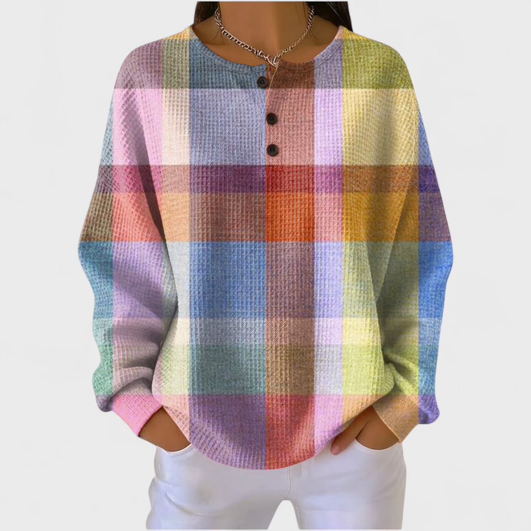 Ciara pastel check jumper for women by Ellie Dublin