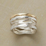 Antique-Inspired Hollow Ring in Gold and Silver