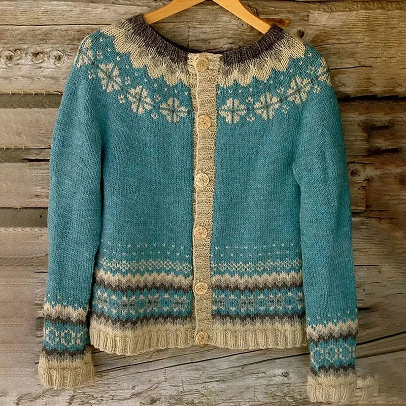 Cassandra vintage Icelandic knit cardigan for women | Ellie Dublin