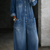Sidonie | Denim Jumpsuit with Off-Shoulder Design