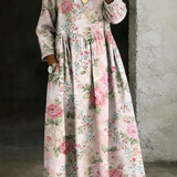 Margot | Denim Dress with Floral Collar