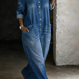 Pernelle | Denim Jumpsuit with Off-the-Shoulder Design