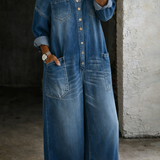 Pernelle | Denim Jumpsuit with Off-the-Shoulder Design