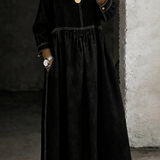Elise | Long Denim Dress with Round Neck and Long Sleeves