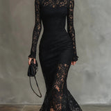 Jeanne | Elegant Lace Maxi Dress with Mermaid Hem
