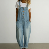 Maïwenn | Vintage cotton dungarees with denim effect